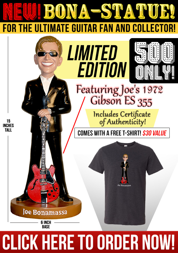 NEW! Bona-Statue! Limited Edition. Only 500! Comes with certificate of authenticity. Featuring Joe's 1972 Gibson 355. Order now!